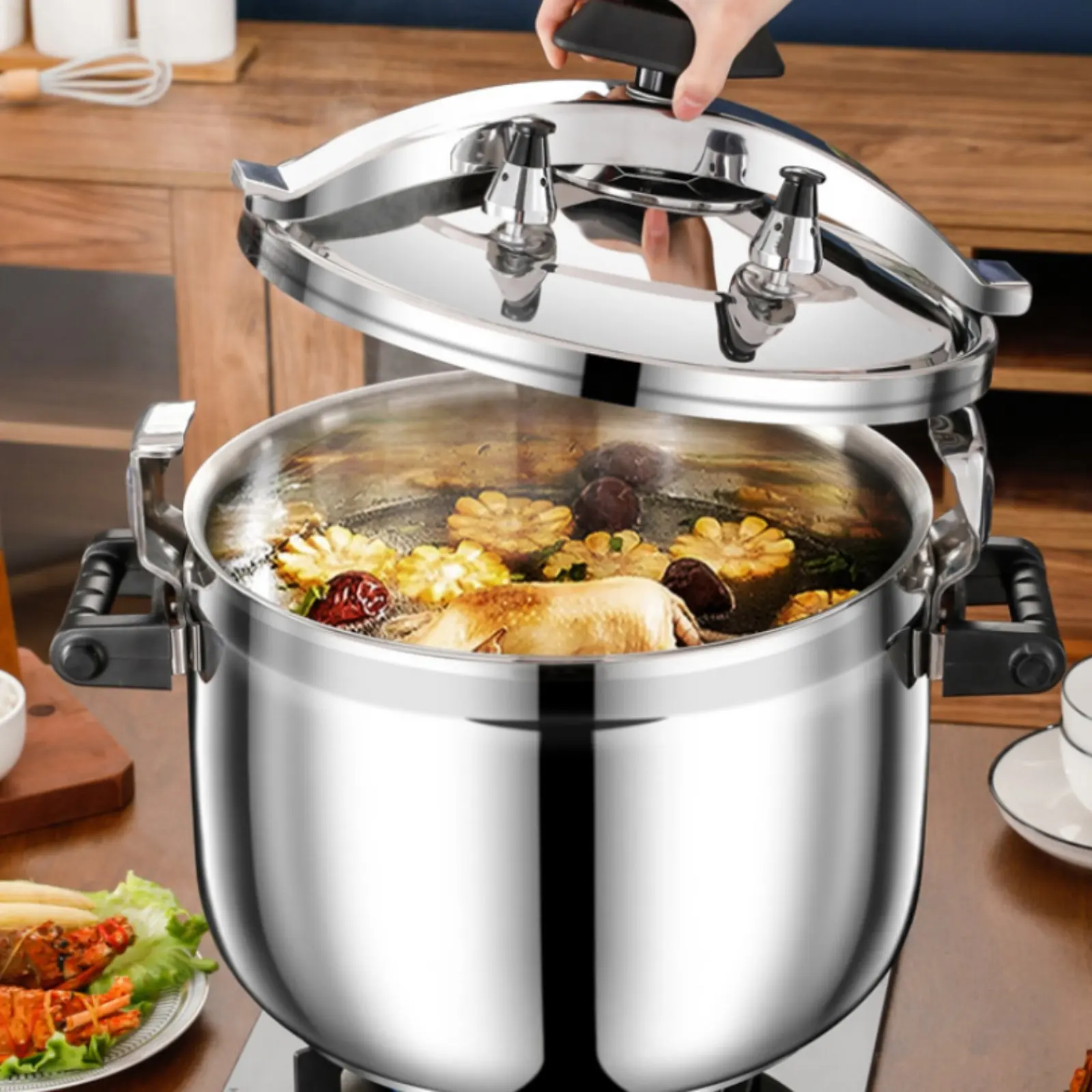 

Pressure Pot Multi-Cooktop Compatible Professional-Grade Pressure Pot Large Capacity Stockpot Multiple Safety Protection