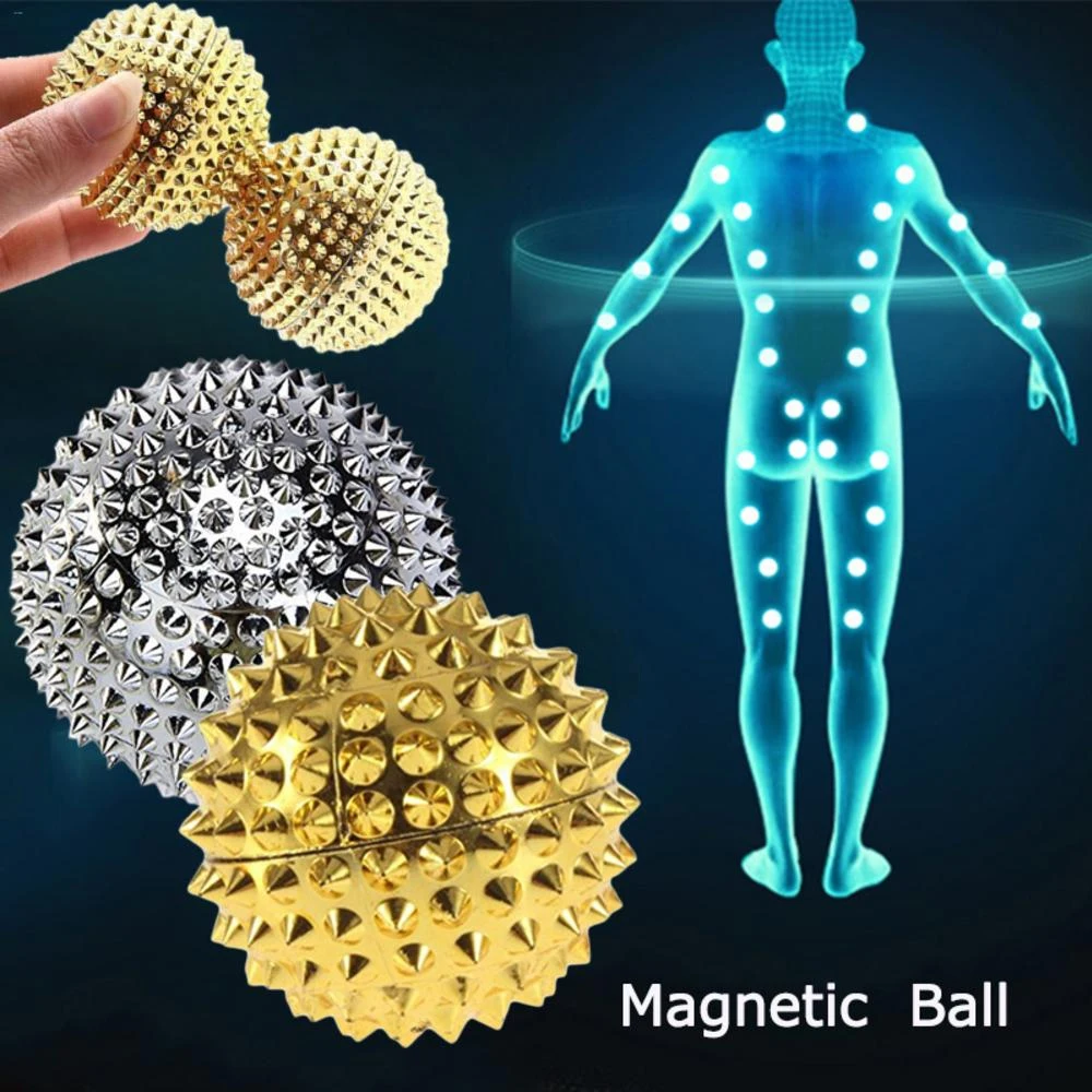 9Pcs/Lot Men Women Pressure Relief Yoga Fitness Ball Magnetic Therapy Massager Magnet Hand Foot Acupuncture Ball Needle Massage