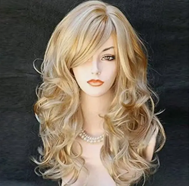 Goldene blonde Perücken lange Welle blonde Perücke für Frauen Party Halloween Kostüm Perücken