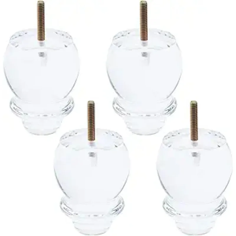 4packs Clear Acrylic Furniture Legs -Gourd Shape Design for Sofa,Ightstand,Dresser&DIY Upgrades-Includes Mounting Plates&Screws
