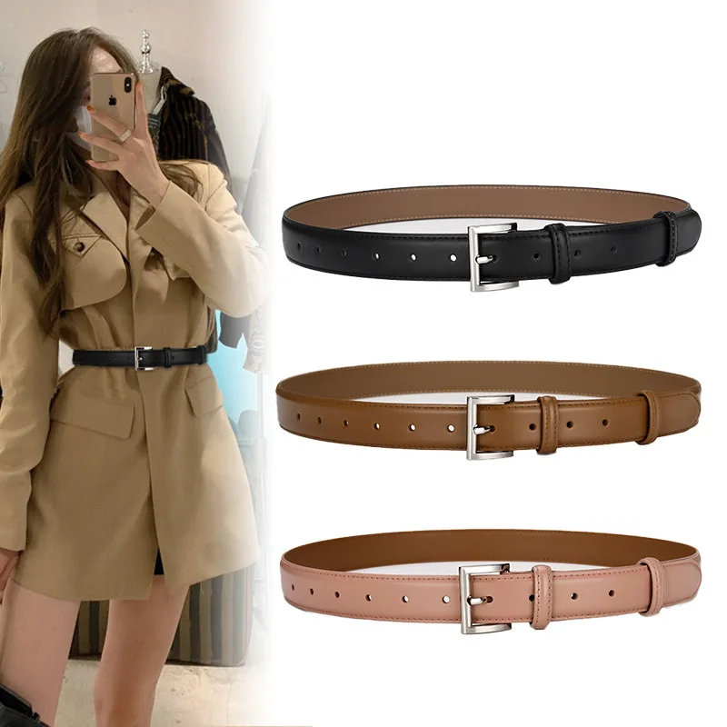 Simple Design 2.8CM Real Leather Jeans Belts Cinturon Cowhide  Belt for Women Men European Casual Street Cow Leather Waist Belts