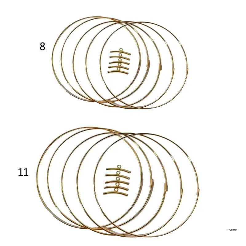 5Pcs Macrame Round Hoop Ring Circle Ring for DIY Home Decorations