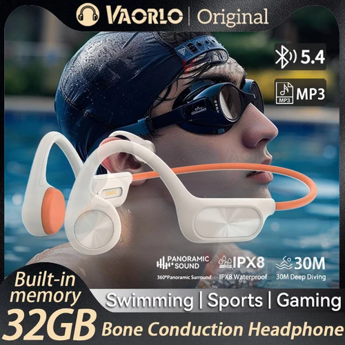 Auriculares inalámbricos de conducción ósea X7 mejorados, Bluetooth 5,4, reproductor MP3 de 32GB, IPX8, resistentes al agua, para deportes de natación, auriculares de música HIFI