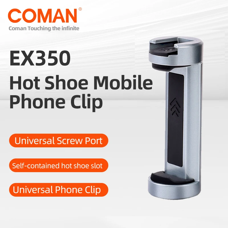 

COMAN EX350 Phone Holder Clamp Clip With Cold Shoe Mount Extend Mic Video Light 1/4'' Tripod Monopod Base Mount For Smartphone