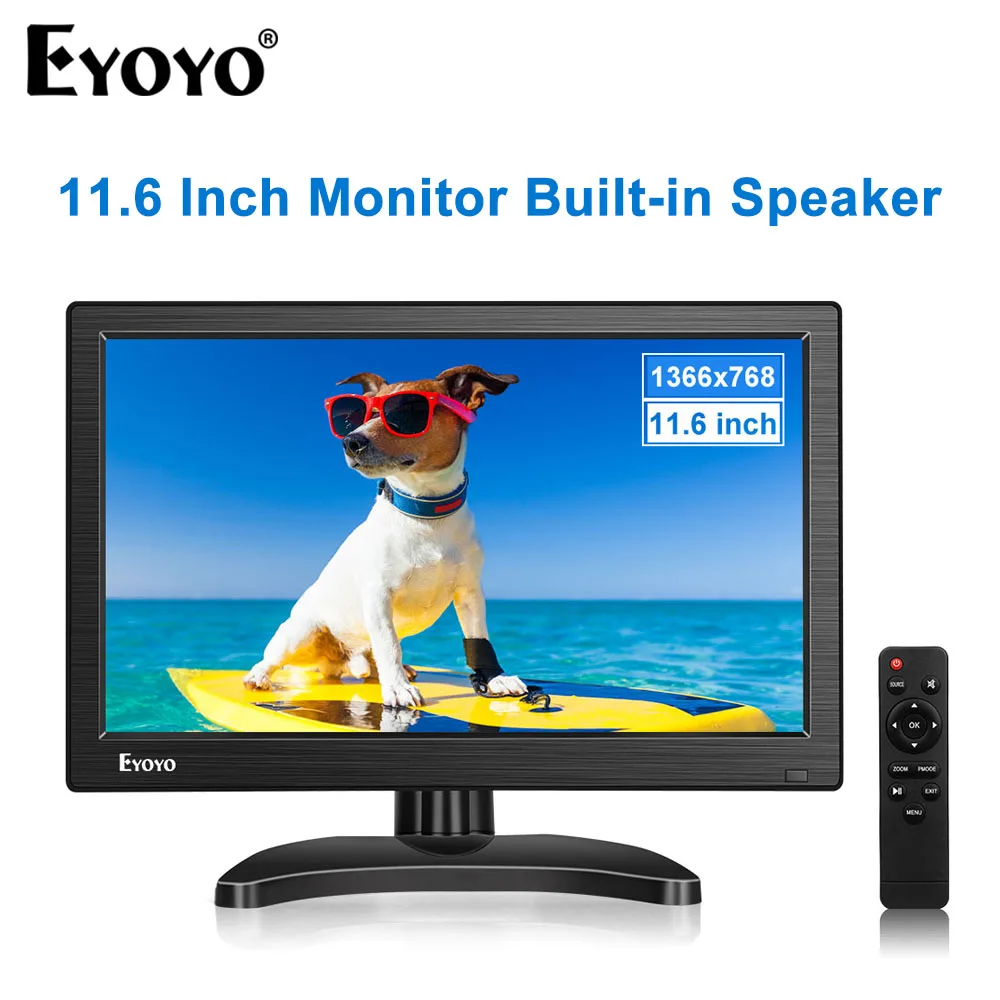 

Eyoyo 12 Inch IPS PC TV Monitor LCD Screen HD 1366x768 With HDMI BNC VGA AV USB For Raspberry Pi Computer CCTV Security Display