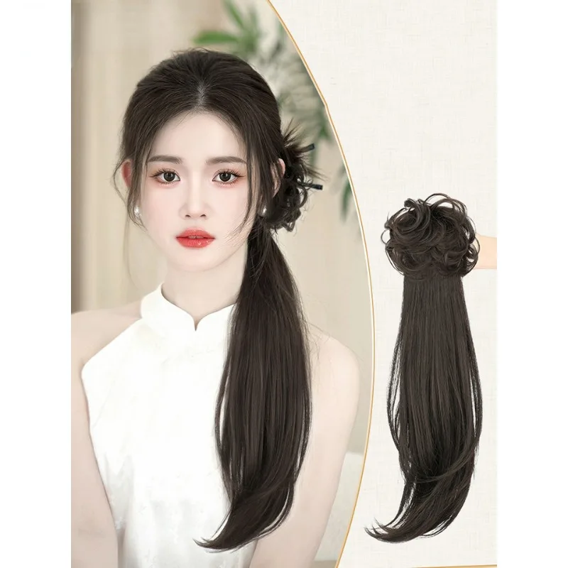 

Wig And Ponytail Women New Chinese Hanfu Ancient Style Wig Braids Republic Of China Style Retro Low Ponytail