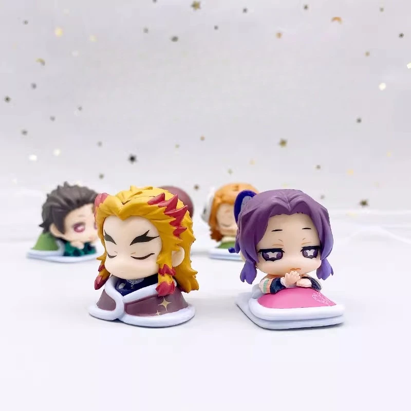 Demon Slayer Sleep Tokitou Muicherou Q Version Sleeping Pose Tokitou Muichirou Shinazugawa Sanemi Action Figures Model Kids Toy