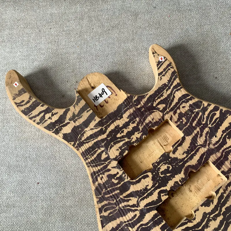 HB409 Unfinished Solid Basswood With Quilted Paints 4 Strings Electric BASS Body DIY for Replace NO Paints