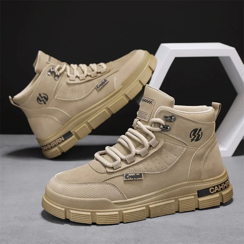 Winter Mens Boots Casual Shoes Leather Ankle Cowboy Combat Tactical Chelsea Hiking Outdoor Sneakers Designer Luxury Tennis image 2