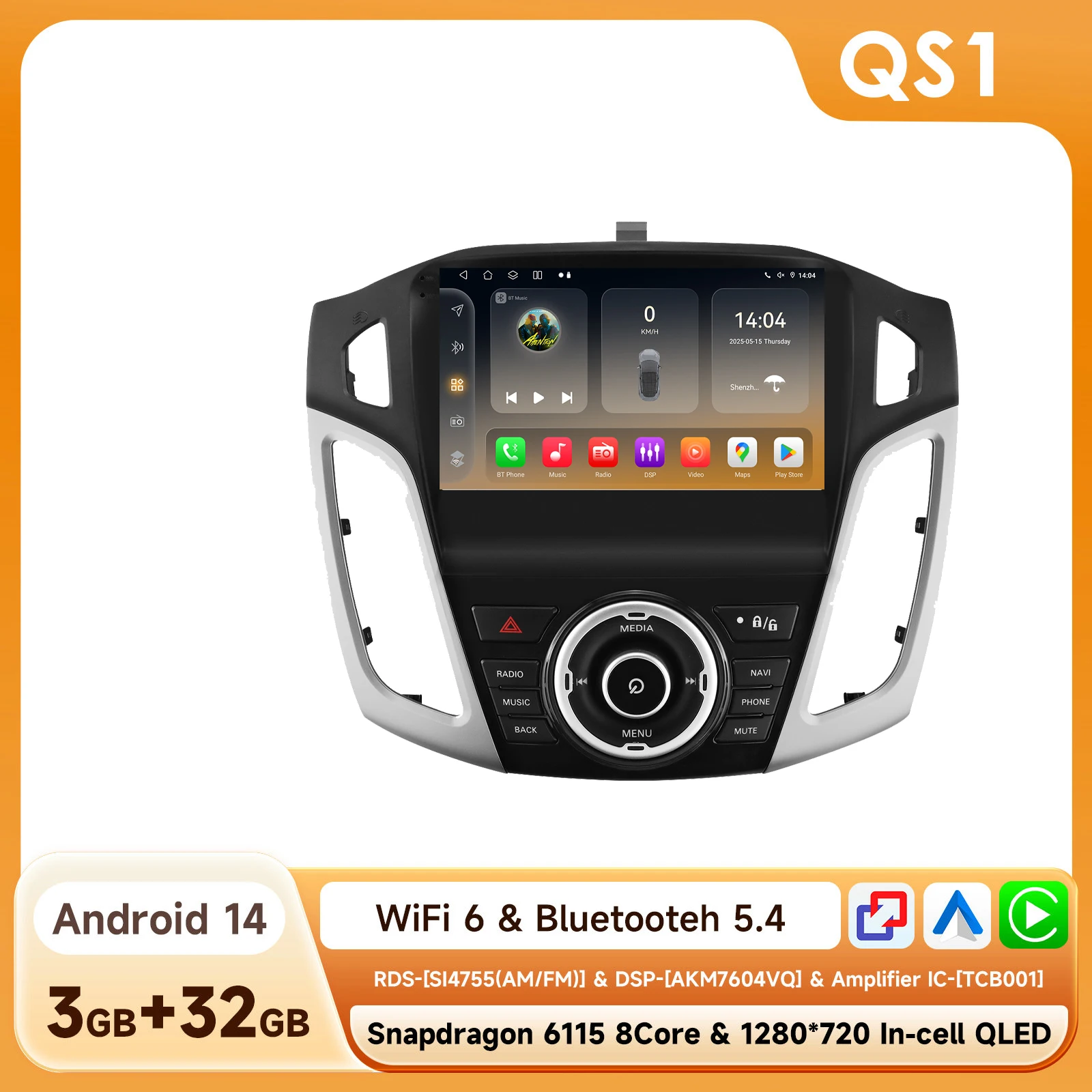Hizpo Carplay Android 14 Auto Multimedia Speler Voor Ford Focus 3 Mk3 2011-2017 GPS 4G-LET DSP 2din Autoradio Door Snapdragon 6115