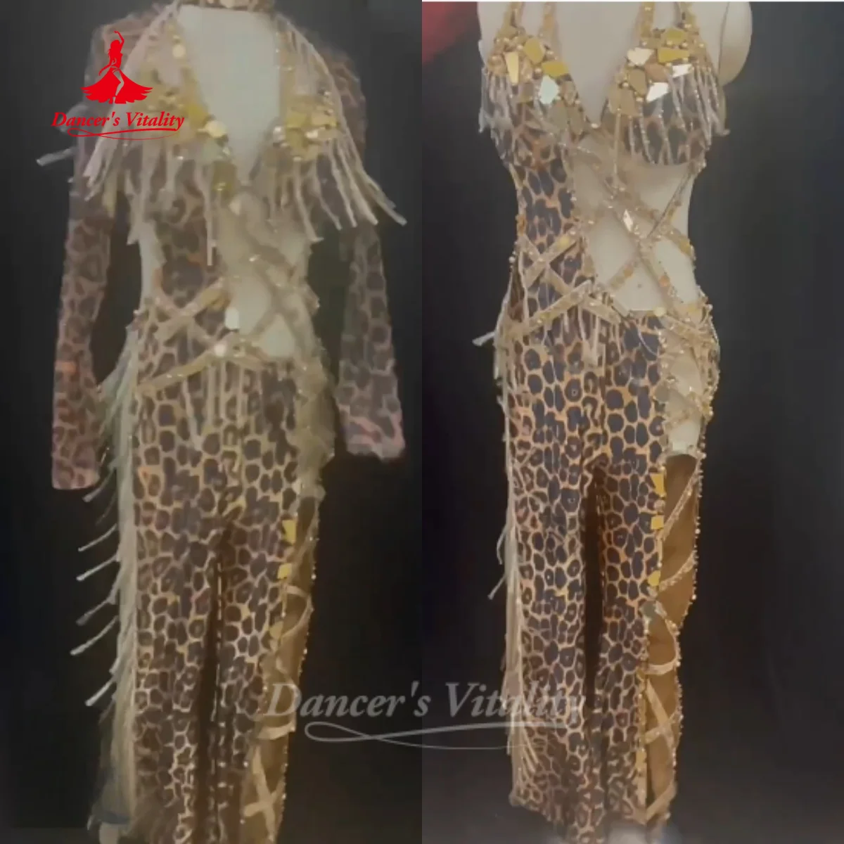 Belly Dance Costume Women's High End Customized Sexy Leopard Print Stage Competition Performance Clothing  Dancer's Vitality