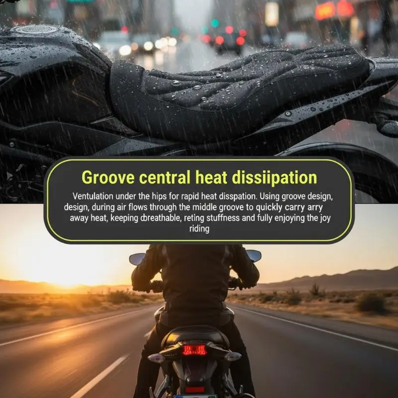 Universal 3D Gel Motorcycle Seat Cushion Breathable Shock Absorption Non-slip Soft for Men Women Motorcycle Riders