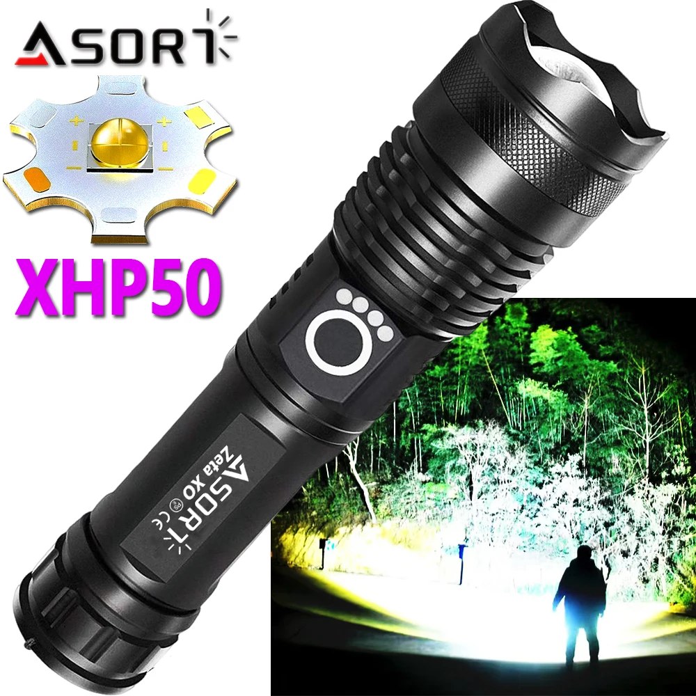 Most Powerful Flashlights High Power XHP70 LED Super Bright Torch USB Rechargeable Zoomable Lantern for Camping Hunting 26650