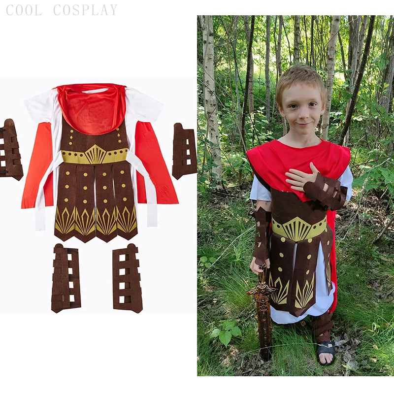 Disfraz de Guerrero Romano Griego para Niños, Disfraz de Gladiador para Halloween, Carnaval, Mardi Gras, Disfraz de Caballero, Cosplay de Julio César