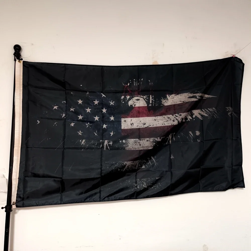 

Vintage American Flag Black Polyester Outdoor Decoration 3x5FT Durable Fade Resistant Patriotic Home Garden Banner