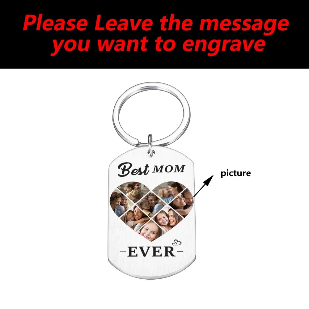 Personalised 8 Photos Collage Keychain Mother's Gift Idea for Mom from Daughter Son Unique Birthday Present Customized Key Chain