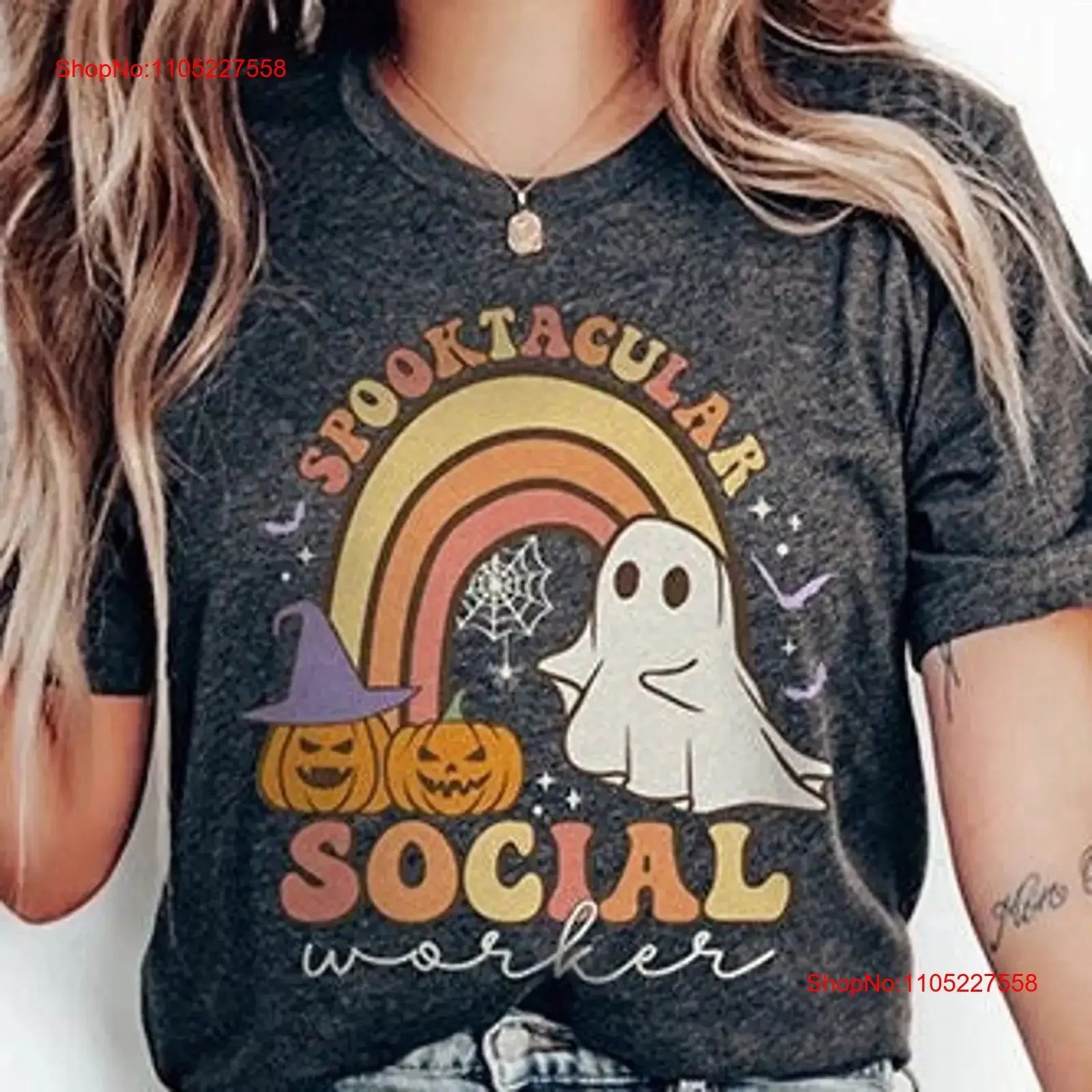 Футболка для социальных работников на Хэллоуин, Spooktacular School Fall C SWCM, винтажная, с эффектом потертости, мягкая, для повседневной носки, с графическим принтом