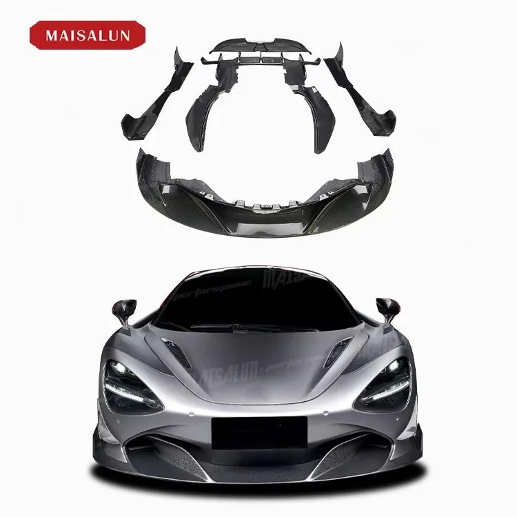 dry Carbon fiber Body Kit for Mclaren 720s RY Style Front Lip Diffuser Spoiler Side Skirt Fenders car bumper lip