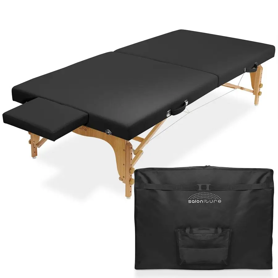 Portable Physical Therapy Massage Table Low to Ground Stretching Treatment Mat Platform Black