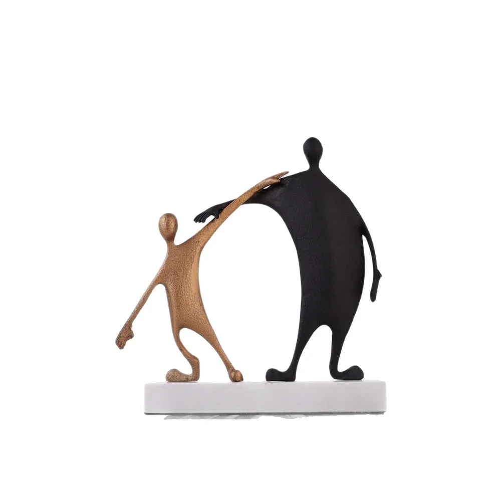 High-end wabi-sabi style open grid decorative metal figure sculpture ornaments