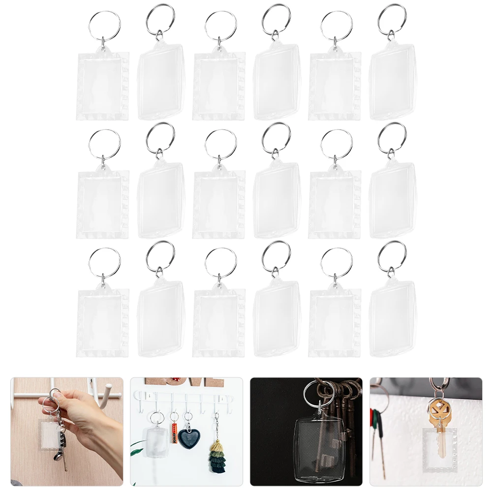 

50pcs Photo Keychain Blank Acrylic Keychains Insertable Picture Holder Diy Durable Portable Keychain Picture Holders For School