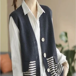 Female Sweater Vintage Cardigan Women's Knitted Vest New Knitwear Outerwears Y2k Cheap Clothes Aesthetic Classic In Waistcoat