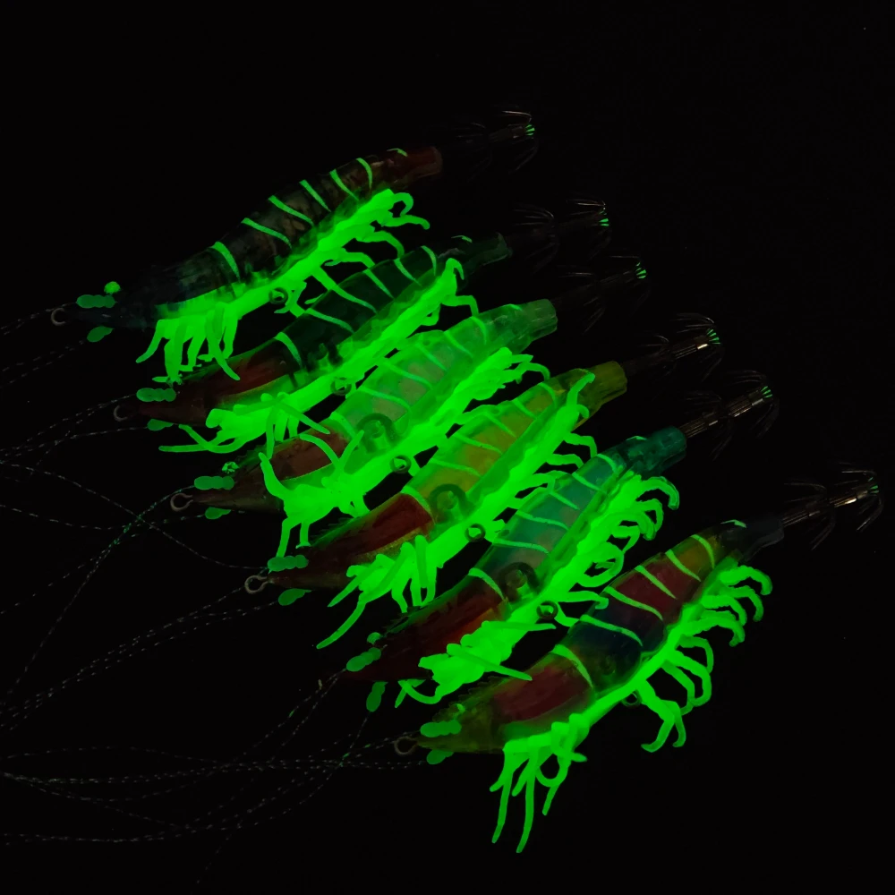 Ackibbik 1 قطعة محاكاة الروبيان الصيد إغراء توهج الروبيان الجمبري إغراء المياه المالحة الحبار الصيد اكسسوارات الروبيان إغراء