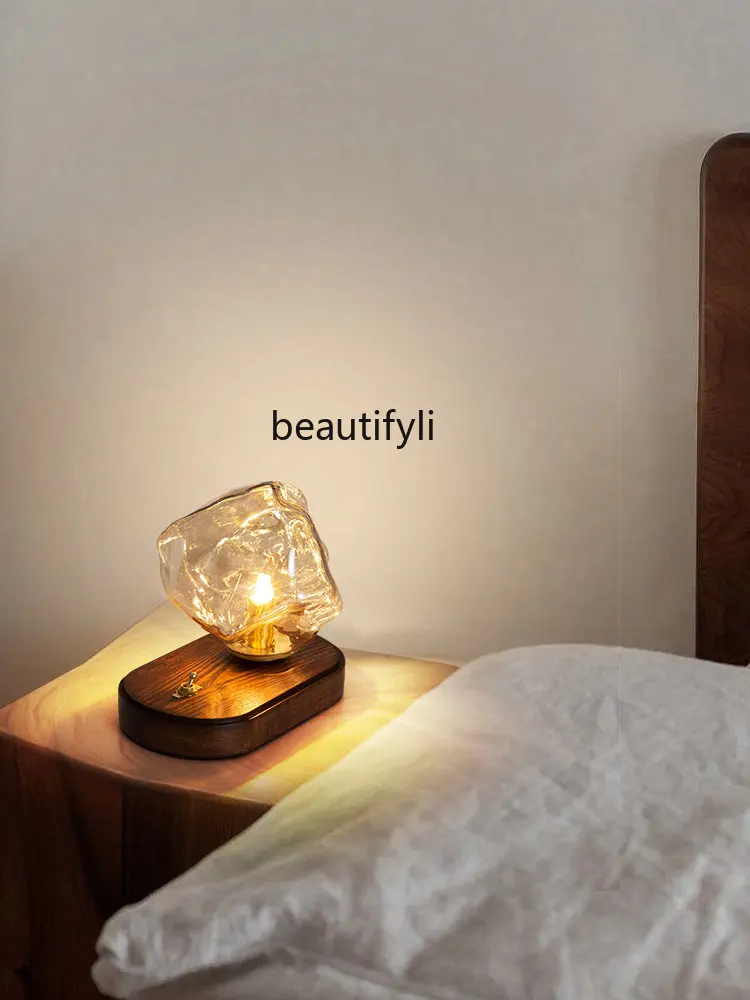 zqICE Table Lamp Bedroom Bedside Lamp Small Night Lamp Living Room Sofa Ambience Light RETRO Study Room Decoration Table Lamp