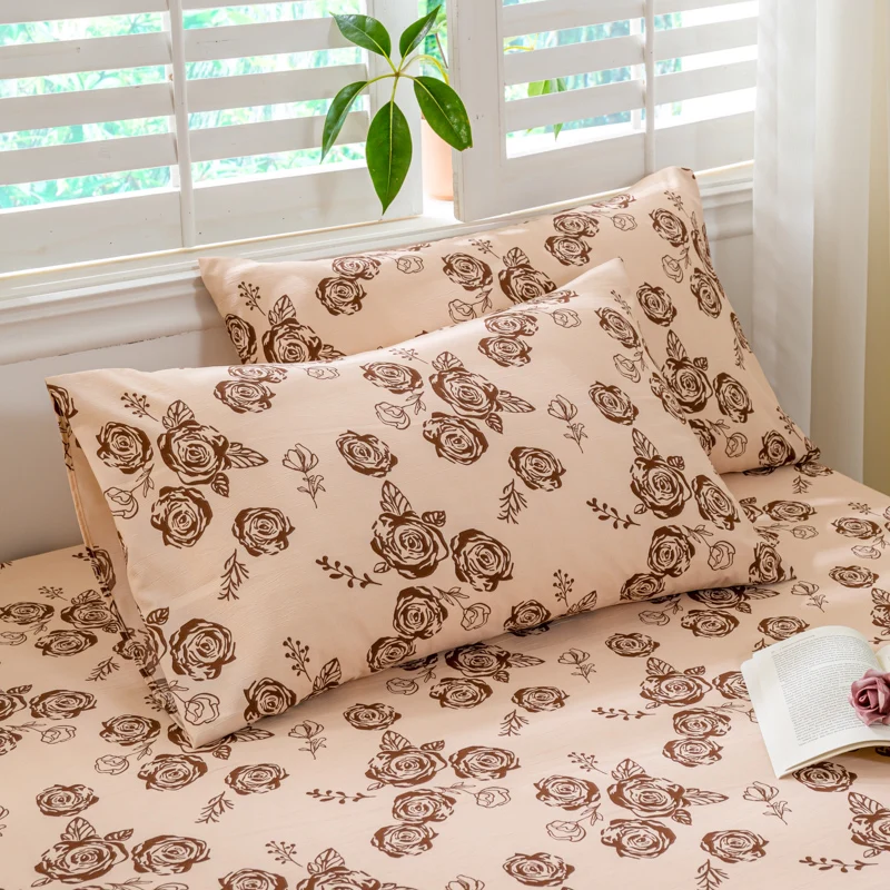 Federa floreale in cotone lavato