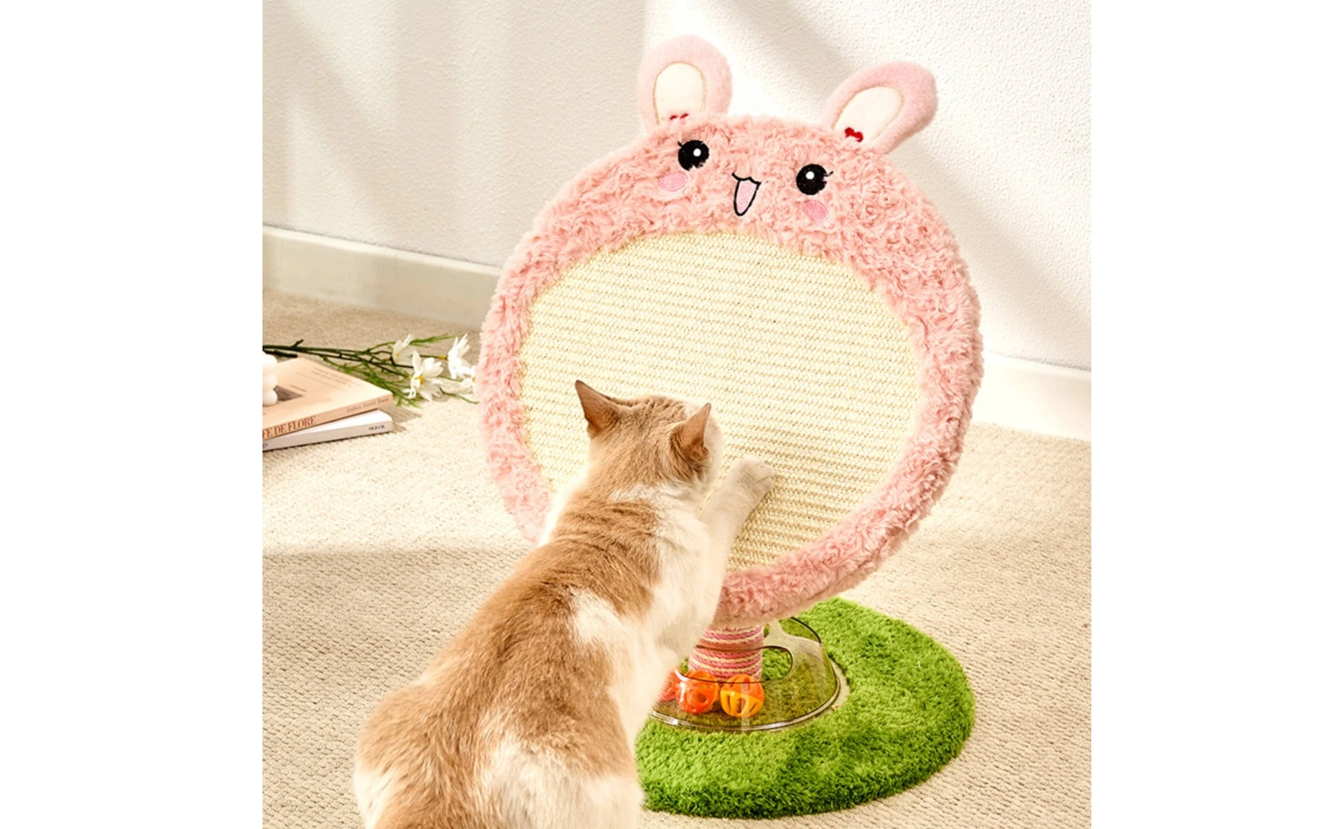 Cat Scratcher with Toy Balls Sturdy Cat Scratching Board Pet Furniture Indoor Non for Cats, Living Room