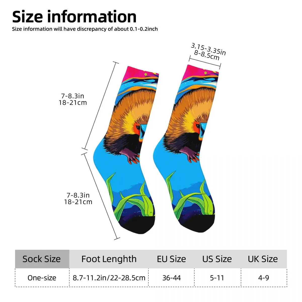 All Seasons Crew Stockings Playful Platypus Cartoon Animal Design Socks Fashion Long Socks for Men Women Valentine's Day Gifts