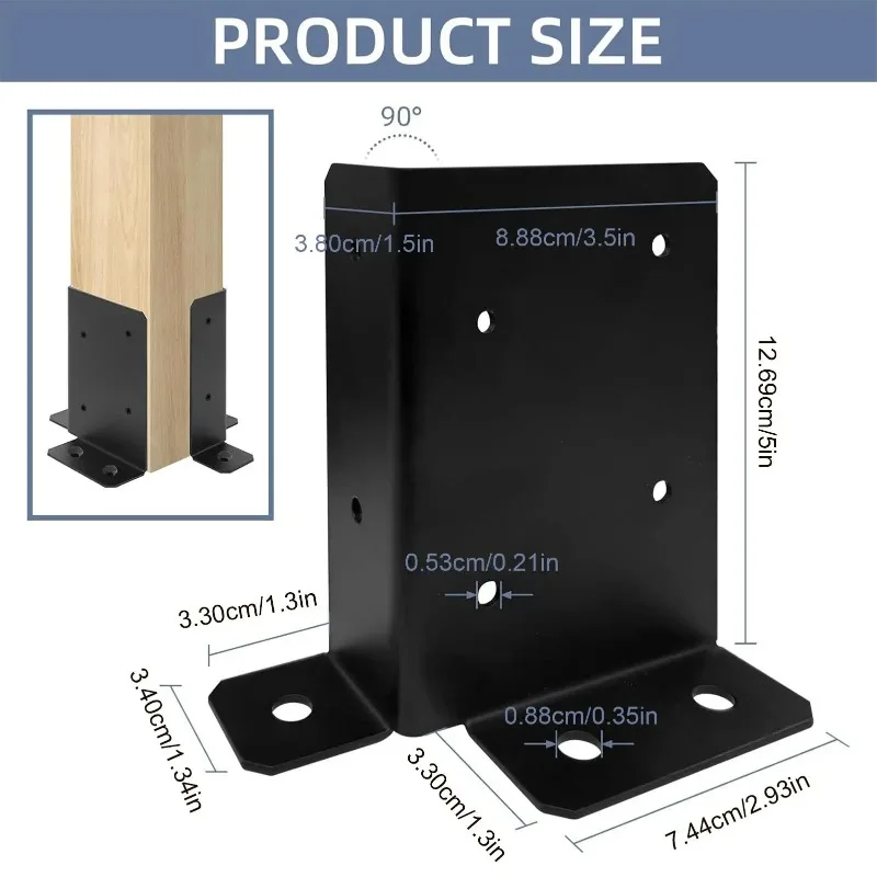 Heavy Duty Adjustable Post Base Bracket Concrete & Wood Support Universal Mount for Deck Porch Gazebo Fencing Mailbox