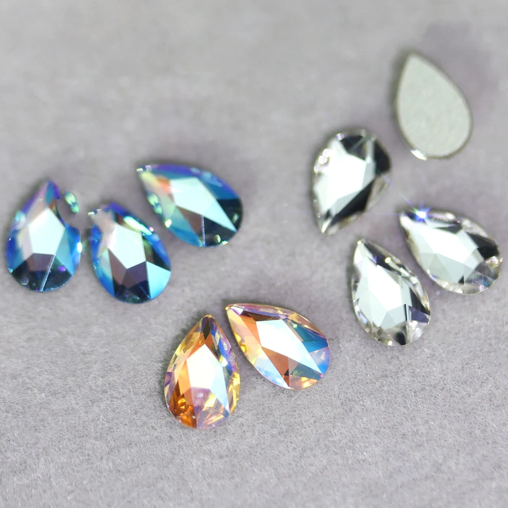 Wholesale Water drop Crystal Flat Back Nail Rhinestone Pixie Strass Crystals Nail Art Stones 3D Nails Salon Decoration