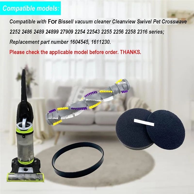 

AT02-Brush Filter Set For Bissell Cleanview Swivel Pet Crosswave 2252 2486 2488 2489 2253 2254 2258 Vacuum Cleaner