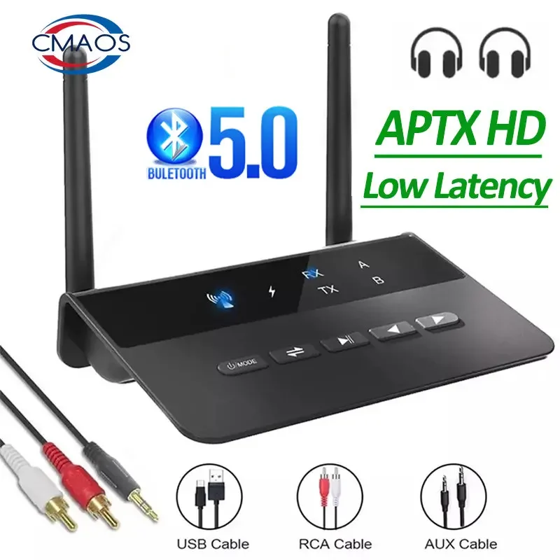 80M Bluetooth 5.0 トランスミッターレシーバー Aptx HD LL 低遅延ワイヤレスオーディオアダプター 3.5mm AUX RCA ジャック PC TV ヘッドフォン用