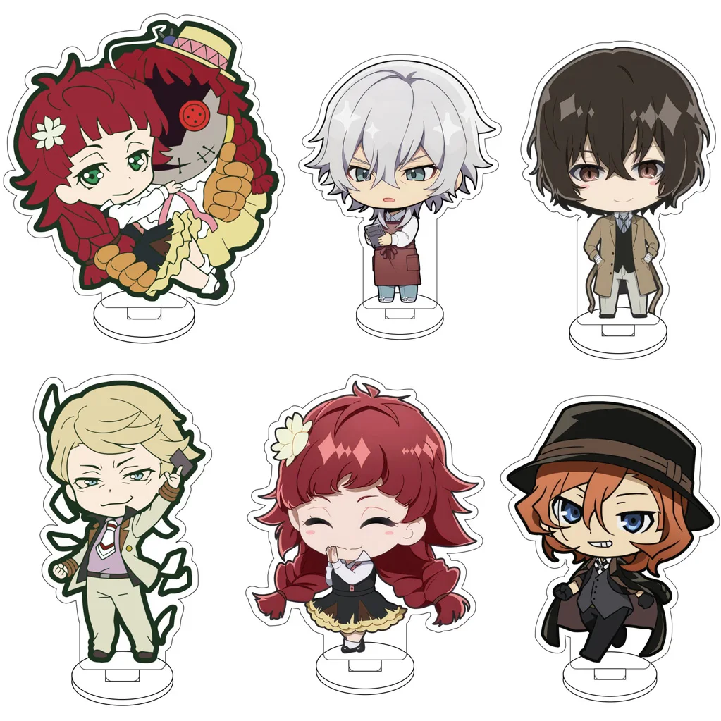 10CM Anime Bungo Stray Dogs Nakahara Chuuya Nakajima Atsushi Izumi Kyōka Dazai Osamu Cosplay Acryl-Figur Ständer Geschenke Dekorationen