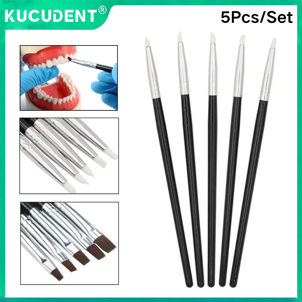 

5Pcs/Pack Dental Silicone Resin Brush Pens Soft Head for Porcelain Teeth Shaping Adhesive Composite Cement Dentistry Lab Tool