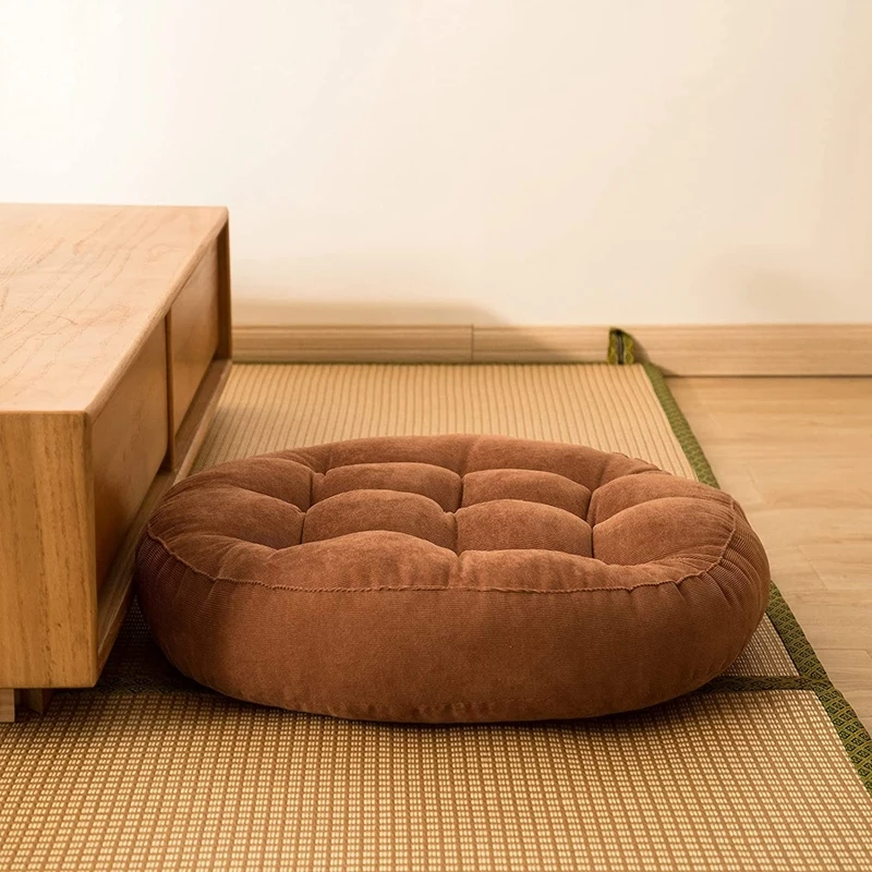 Inyahome Runde Kissen, Meditation, großes Bodenkissen für Kinder und Erwachsene, Kissen für Bodensitze, Yoga, Wohnzimmer, Büro – Detail 8