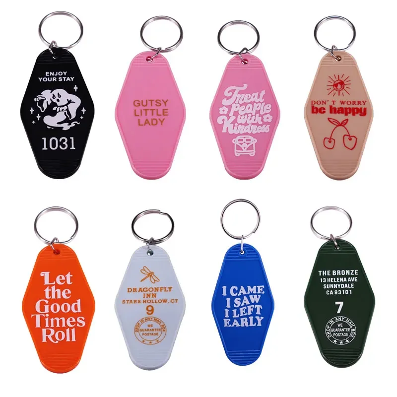 Hotel Motel Acrylic Colorful Plastic Pendants Keyring Key Chain Travel Baggage Tag Key Ring Keytag Keychain Jewelry Accessories