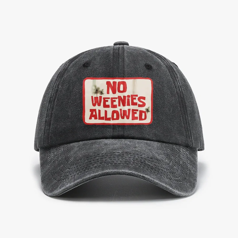 

No Weenies Allowed Print Retro Breathable Distressed Washed Baseball Cap soft Adjustable sunbonnet Dad hats
