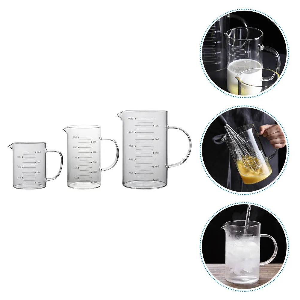 

3 Pcs Milliliter Measuring Cups Small Scale Milk Transparent Kitchen Liquid Measurer