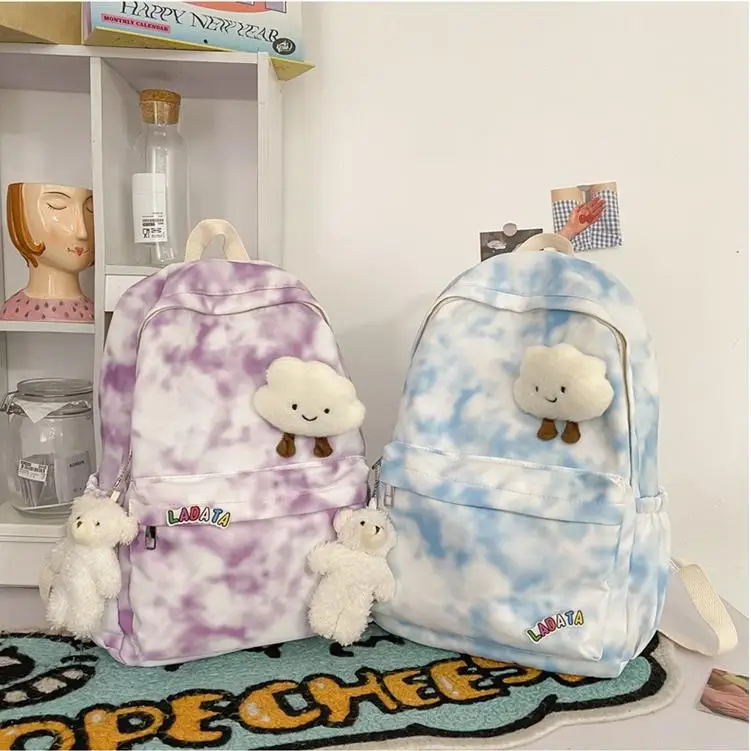 

Japanese Fashion Tie-dyed School Backpack for Teenage Girls Boys Bag Nylon Laptop Book Bags Large Capacity Women Travel Rucksack