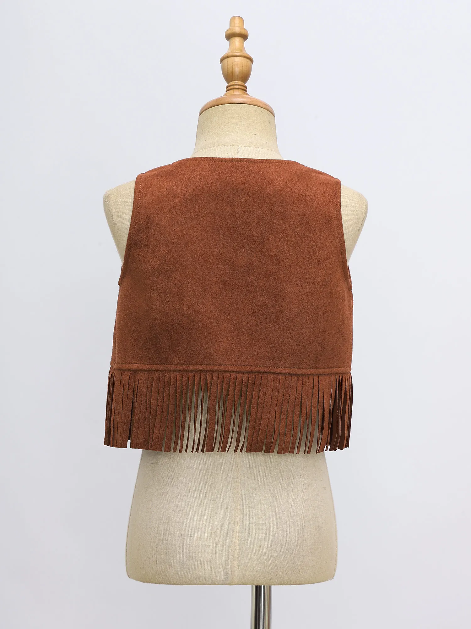 

Boys Girls Cowboy Suede Vest Open Front Fringe Tassels Dress-up Cowboy Waistcoat for Halloween Cosplay Costume Carnival Dress Up