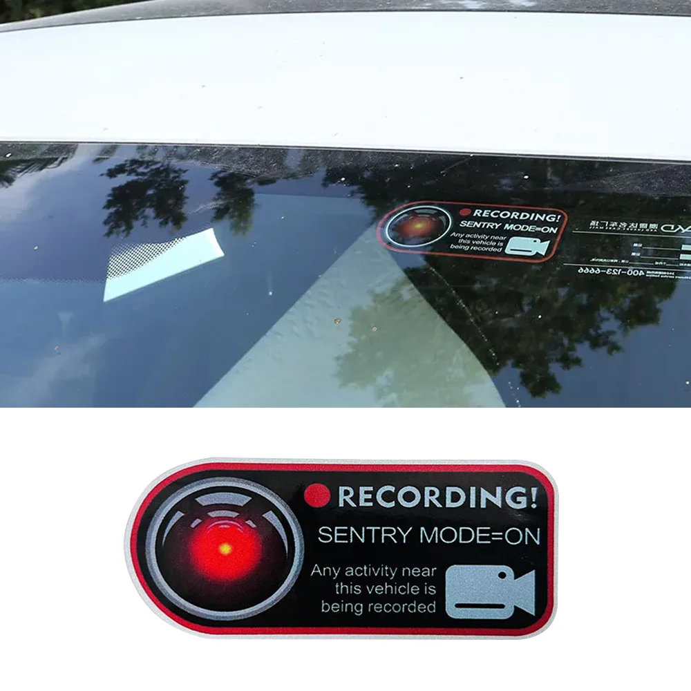 1x Recorder Logo Car Window Sticker Decal Universal Warning Sticker of Car Recorder on Camera Pattern Recording Sticker