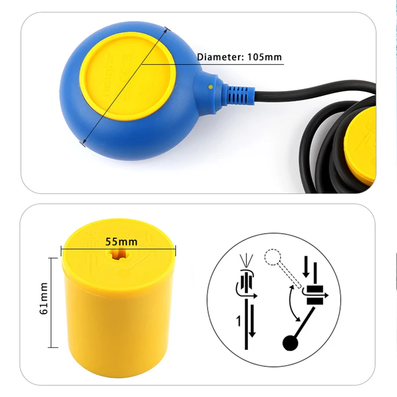 M15-3 Float Switch Liquid Fluid Water Level Float Switch Controller Contactor Sensor 2M/3M/4M/5M