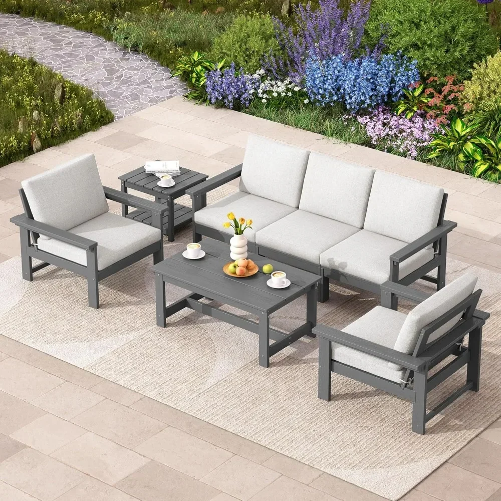 

7-Piece Patio Furniture Set Outdoor Sectional Patio Conversation Set All Weather Outdoor Couch Set Patio Sofa