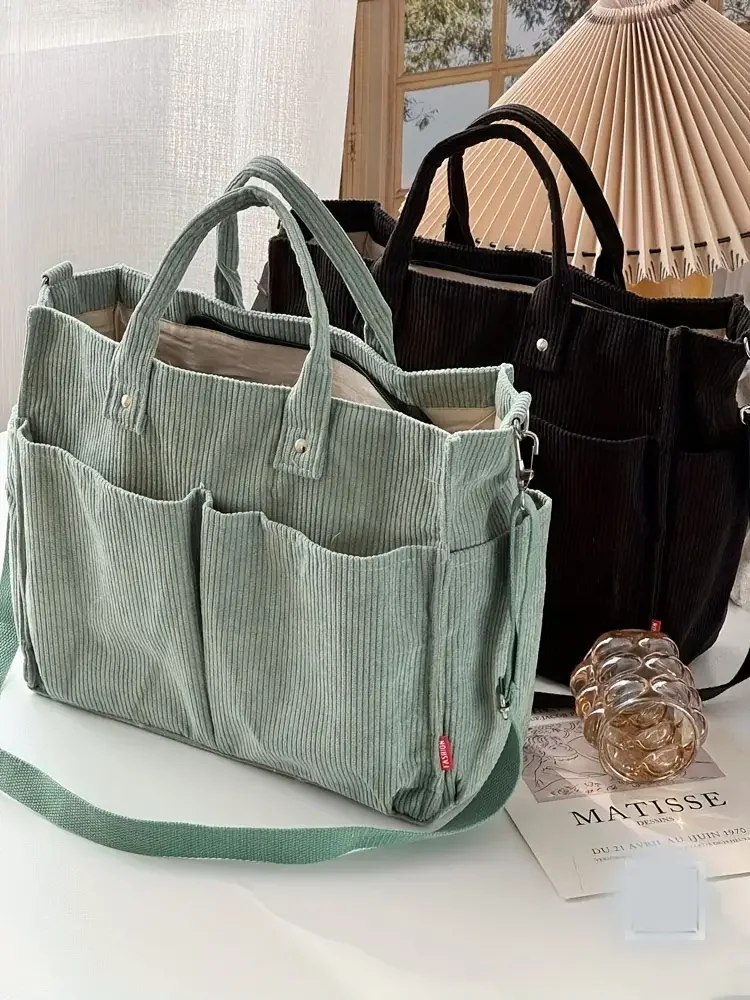 Cord-Umhängetasche Stilvolle Pendler-Schultertasche mit Mehreren Geräumigen Fächern Handtasche für Damen – Detail 20