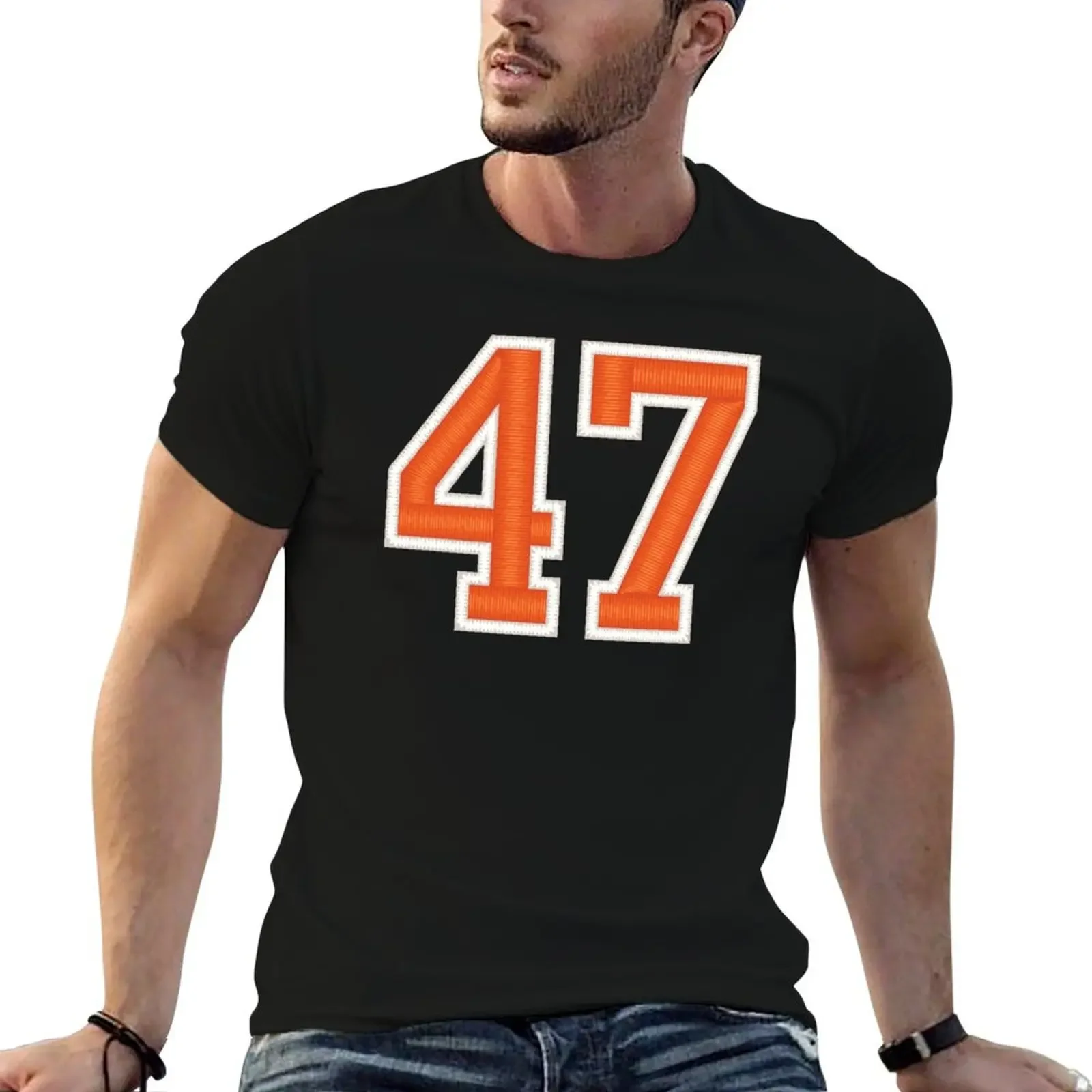 

Sports Number 47 Jersey forty-seven Orange Baseball  Sleeve T-Shirt shirts graphic summer shirt heavy weight t shirts for men