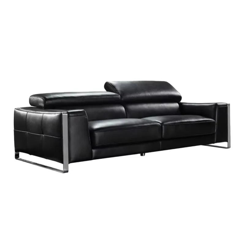 Modern Design Italian Style Sofa Leather Black Living Room Furniture Home Furniture Chesterfield Sofa Set European Style