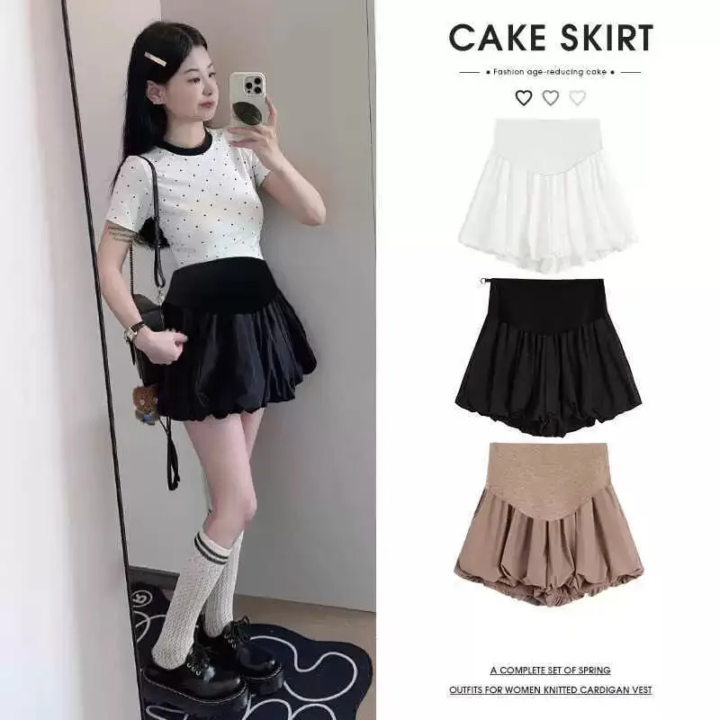 

Summer Maternity Chiffon Shorts Wide Legs Lightweight Lined Trousers for Pregnant Women Solid Color Pregnancy Short Pants Skort